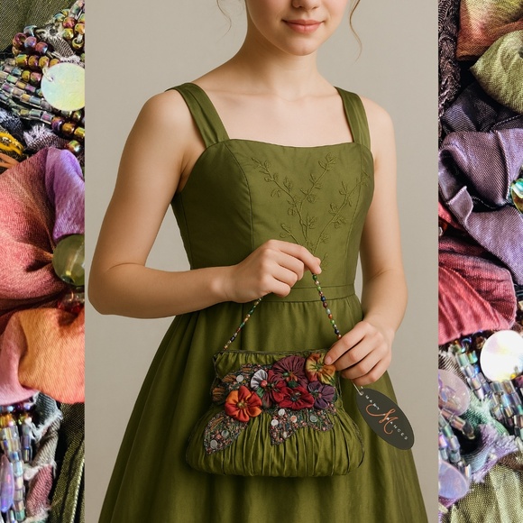 Mary Frances Handcrafted Vintage Handbag | Beaded Taffeta Purse NWT - Picture 1 of 6